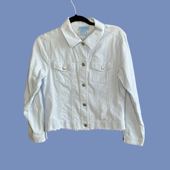 So Blue Sigrid Olsen Light Blue Pinwale Corduroy Trucker Jacket Size Small - Picture 2 of 9